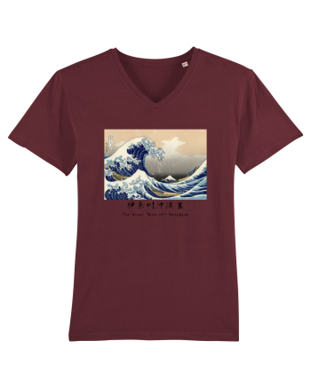 The Great Wave off Kanagawa (text negru) Burgundy