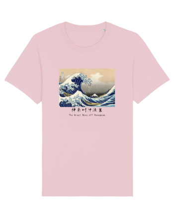 The Great Wave off Kanagawa (text negru) Cotton Pink