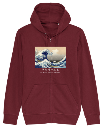 The Great Wave off Kanagawa (text alb) Burgundy