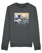 The Great Wave off Kanagawa (text alb) Bluză mânecă lungă Unisex Rise