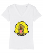 Funny Golden Retriever Tricou mânecă scurtă guler V Damă Evoker