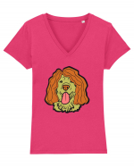 Funny Golden Retriever Tricou mânecă scurtă guler V Damă Evoker