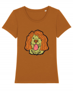 Funny Golden Retriever Tricou mânecă scurtă guler larg fitted Damă Expresser