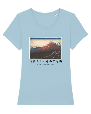 Storm below Mount Fuji (text negru) Sky Blue