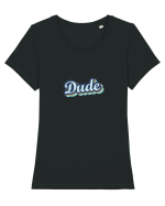Vintage Dude Tricou mânecă scurtă guler larg fitted Damă Expresser