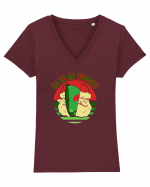 Funny Santa Claus Alien Tricou mânecă scurtă guler V Damă Evoker