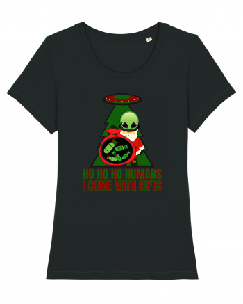 Funny Santa Claus Alien Black