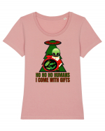 Funny Santa Claus Alien Tricou mânecă scurtă guler larg fitted Damă Expresser