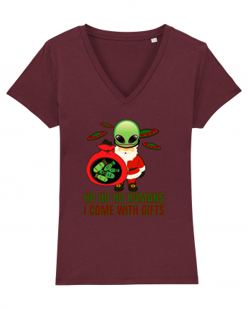 Funny Santa Claus Alien Burgundy