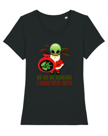 Funny Santa Claus Alien Black