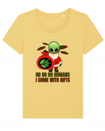 Funny Santa Claus Alien Tricou mânecă scurtă guler larg fitted Damă Expresser