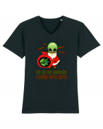 Funny Santa Claus Alien Tricou mânecă scurtă guler V Bărbat Presenter