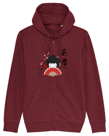 Geisha Kanji și Ilustrație (negru) Burgundy