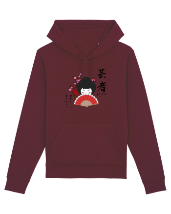 Geisha Kanji și Ilustrație (negru) Burgundy