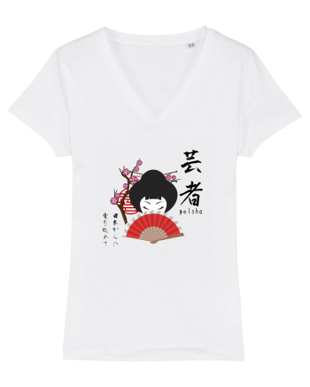 Geisha Kanji și Ilustrație (negru) White