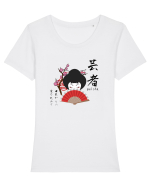 Geisha Kanji și Ilustrație (negru) Tricou mânecă scurtă guler larg fitted Damă Expresser