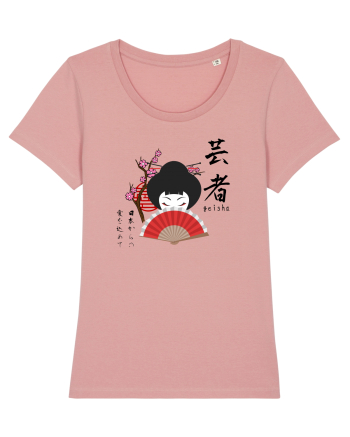 Geisha Kanji și Ilustrație (negru) Canyon Pink