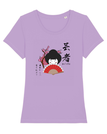 Geisha Kanji și Ilustrație (negru) Lavender Dawn