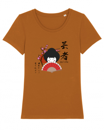 Geisha Kanji și Ilustrație (negru) Roasted Orange