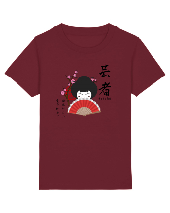 Geisha Kanji și Ilustrație (negru) Burgundy