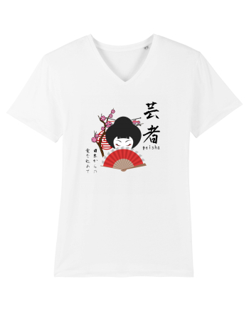 Geisha Kanji și Ilustrație (negru) White