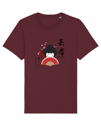 Geisha Kanji și Ilustrație (negru) Burgundy