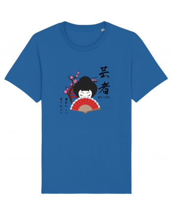 Geisha Kanji și Ilustrație (negru) Royal Blue