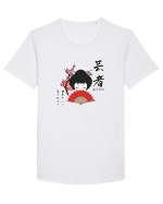 Geisha Kanji și Ilustrație (negru) Tricou mânecă scurtă guler larg Bărbat Skater