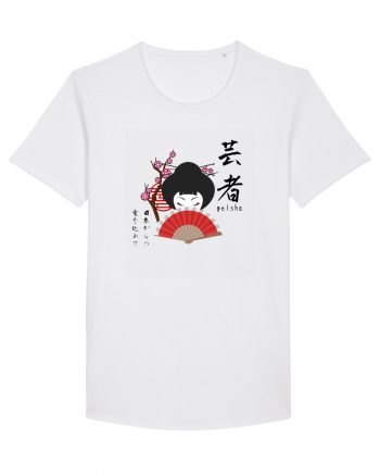 Geisha Kanji și Ilustrație (negru) White