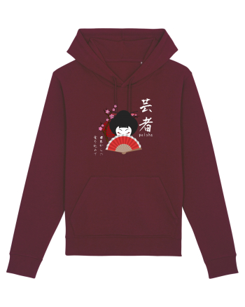 Geisha Kanji și Ilustrație (alb) Burgundy