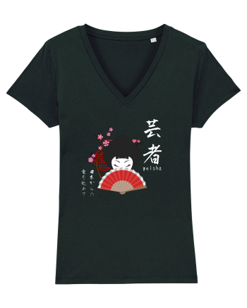 Geisha Kanji și Ilustrație (alb) Black