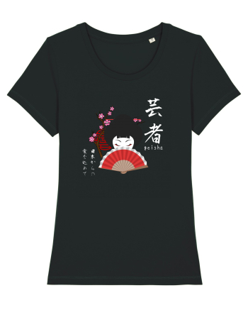 Geisha Kanji și Ilustrație (alb) Black