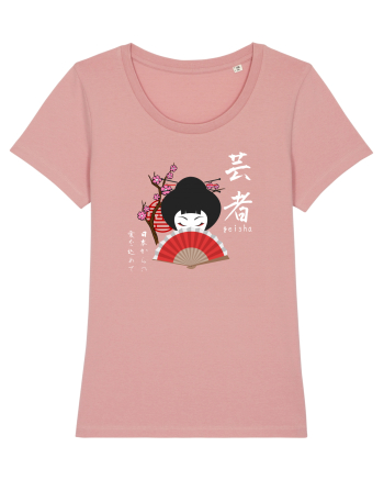 Geisha Kanji și Ilustrație (alb) Canyon Pink