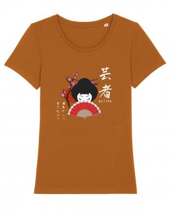 Geisha Kanji și Ilustrație (alb) Roasted Orange