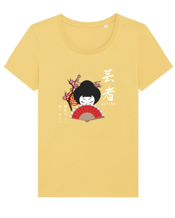 Geisha Kanji și Ilustrație (alb) Jojoba