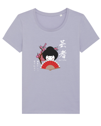 Geisha Kanji și Ilustrație (alb) Lavender