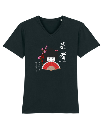 Geisha Kanji și Ilustrație (alb) Black
