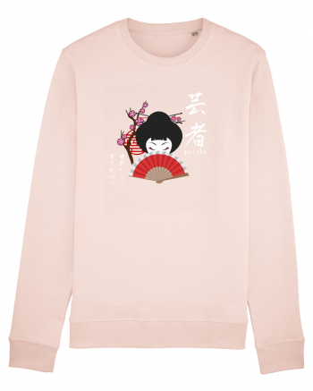 Geisha Kanji și Ilustrație (alb) Candy Pink