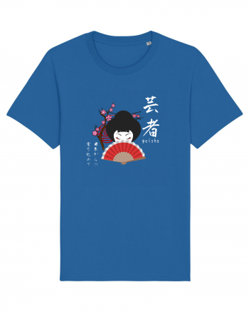 Geisha Kanji și Ilustrație (alb) Royal Blue