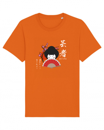 Geisha Kanji și Ilustrație (alb) Bright Orange