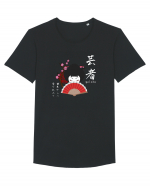 Geisha Kanji și Ilustrație (alb) Tricou mânecă scurtă guler larg Bărbat Skater