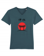 Altar Japonez „Shrine” (negru) Tricou mânecă scurtă guler V Bărbat Presenter