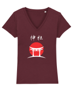 Altar Japonez „Shrine” (alb) Tricou mânecă scurtă guler V Damă Evoker