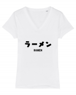 Ramen Katakana (negru) Tricou mânecă scurtă guler V Damă Evoker