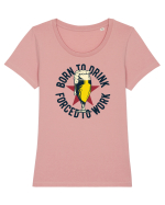 Born to drink forced to work Glass Tricou mânecă scurtă guler larg fitted Damă Expresser