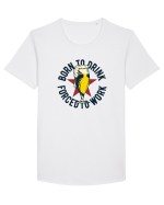 Born to drink forced to work Glass Tricou mânecă scurtă guler larg Bărbat Skater