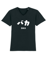 Baka Katakana (alb) Tricou mânecă scurtă guler V Bărbat Presenter