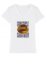 Good People drink Good Beer Tricou mânecă scurtă guler V Damă Evoker