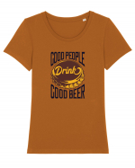 Good People drink Good Beer Tricou mânecă scurtă guler larg fitted Damă Expresser