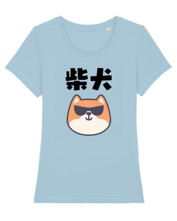 Shiba Inu Kanji (negru) Sky Blue